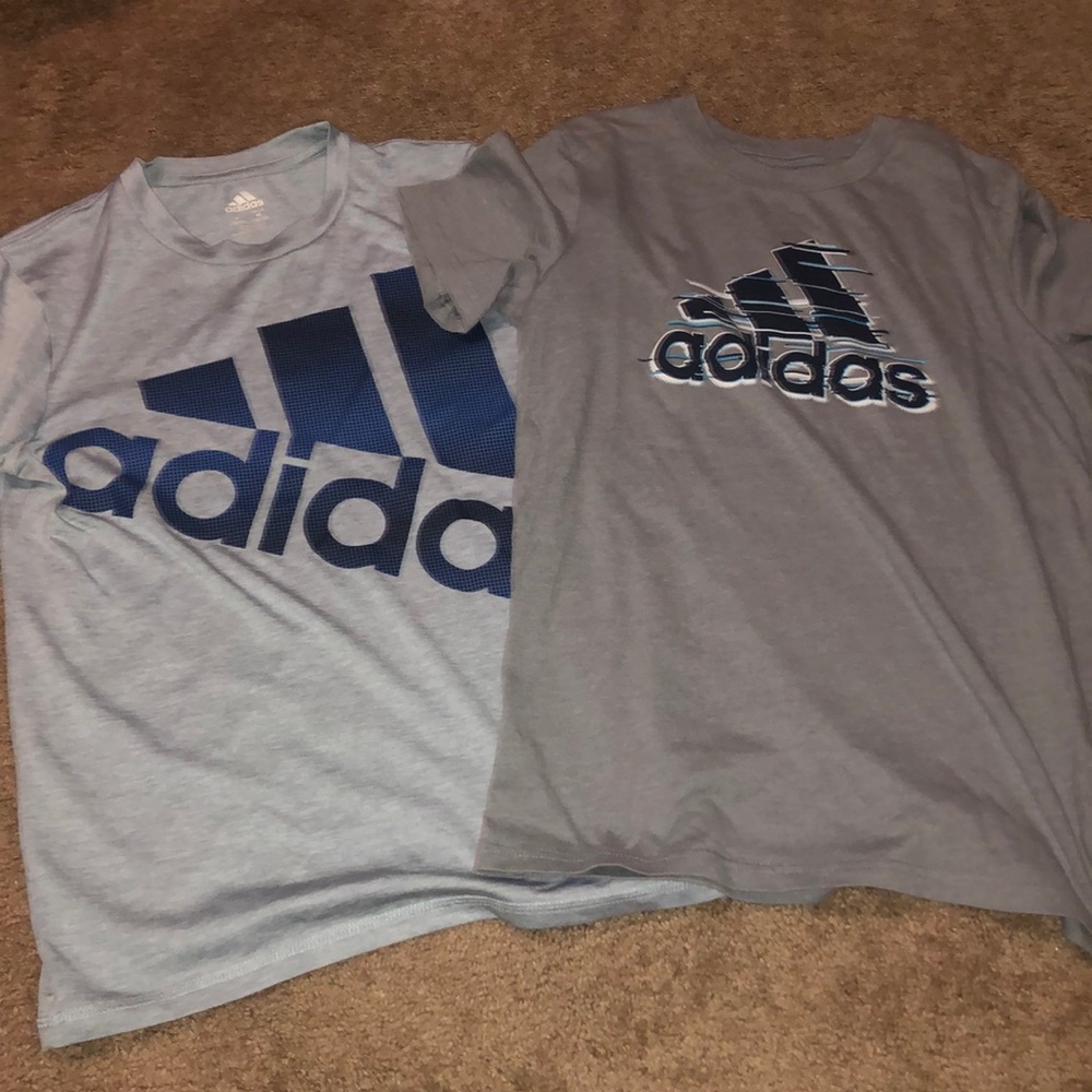 Two boys gray short sleeve adidas t’s